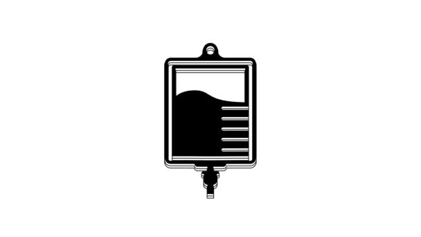 黑色Iv袋图标隔离在白色背景 血袋图标 献血的概念 治疗和治疗的概念化疗4K视频运动图形动画 — 图库视频影像