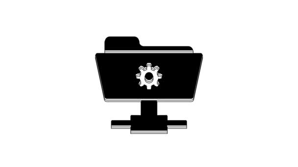 Black Ftp Settings Folder Icon Isolated White Background Software Update — Stock video