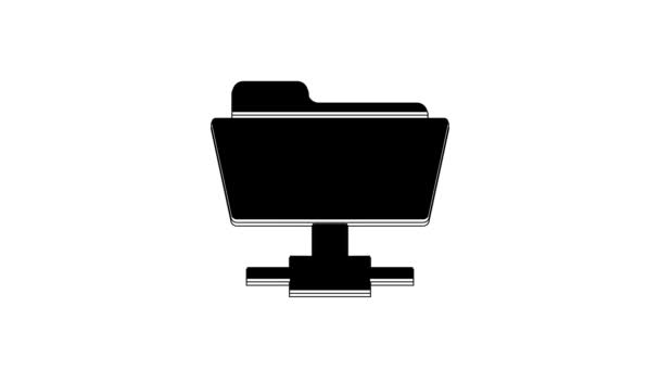 黑色Ftp文件夹图标隔离在白色背景上 软件更新 传输协议 路由器 团队合作工具管理 复制过程 4K视频运动图形动画 — 图库视频影像
