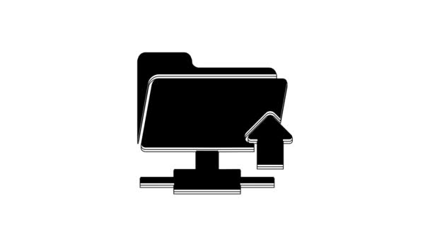 Icona Caricamento Cartella Ftp Nera Isolata Sfondo Bianco Aggiornamento Software — Video Stock