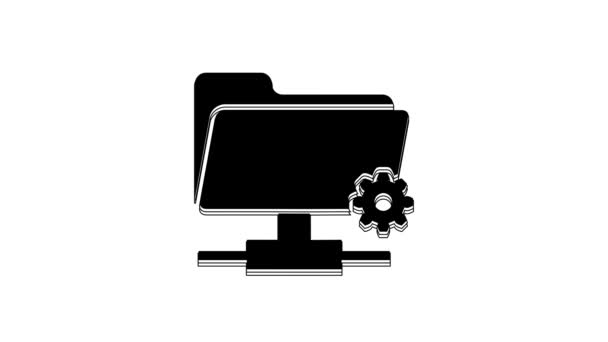 Black Ftp Settings Folder Icon Isolated White Background Software Update — Vídeos de Stock