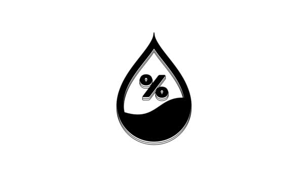 Černá Voda Pokles Procento Ikona Izolované Bílém Pozadí Analýza Vlhkosti — Stock video