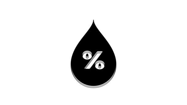 Ícone Porcentagem Gota Água Preta Isolado Fundo Branco Análise Humidade — Vídeo de Stock