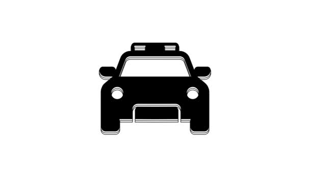 Black Police Car Police Flasher Icon Isolated White Background Emergency — Stock Video