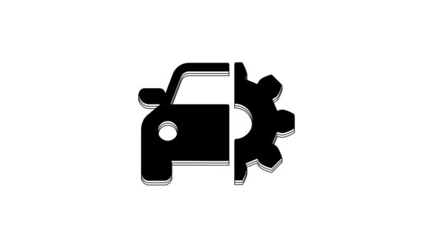 Піктограма Обслуговування Black Car Ізольована Білому Тлі Автоматичне Механічне Обслуговування — стокове відео