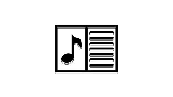 Black Music Book Note Icon Isolated White Background Music Sheet — ストック動画