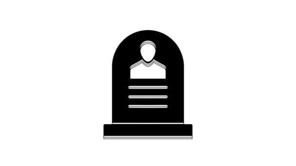 Чорна Гробниця Rip Написаним Ній Іконою Ізольованою Білому Тлі Могила — стокове відео