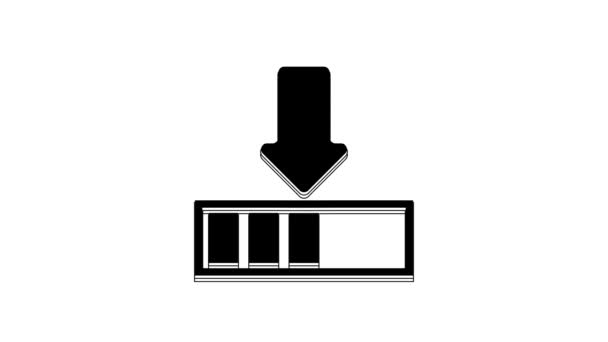Μαύρο Εικονίδιο Φόρτωσης Απομονωμένο Λευκό Φόντο Λήψη Εξέλιξη Εικονίδιο Γραμμής — Αρχείο Βίντεο