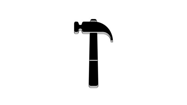 Icona Black Hammer Isolata Sfondo Bianco Strumento Riparazione Animazione Grafica — Video Stock