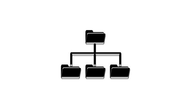 Ikona Stromu Černé Složky Izolovaná Bílém Pozadí Organizační Schéma Struktury — Stock video