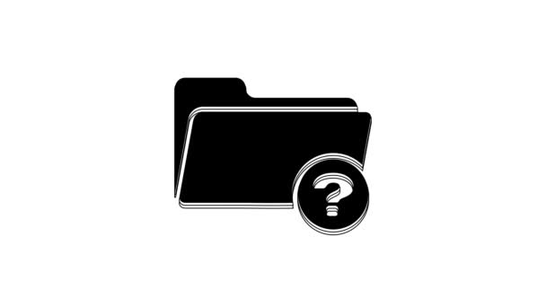 Black Unknown Directory Icon Isolated White Background Magnifying Glass Folder — стоковое видео