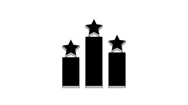 黑排名明星图标孤立在白色背景 明星评级系统 最受欢迎的 最好的评价 奖项的标志 4K视频运动图形动画 — 图库视频影像