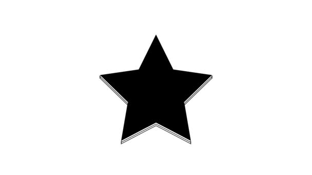 Ikona Černá Hvězda Izolovaná Bílém Pozadí Oblíbené Nejlepší Hodnocení Symbol — Stock video