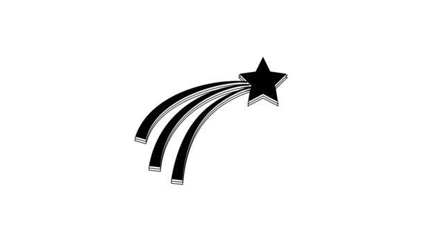 Black Falling Star Symbol Isoliert Auf Weißem Hintergrund Sternschnuppe Mit — Stockvideo