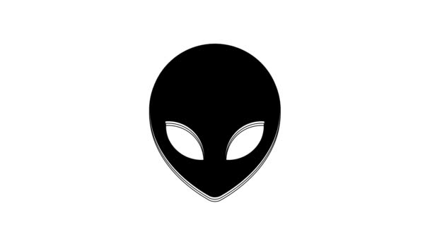 Ikona Black Alien Izolované Bílém Pozadí Mimozemská Mimozemská Tvář Nebo — Stock video