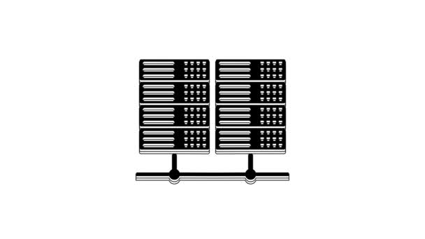 Black Server Dati Web Hosting Icona Isolata Sfondo Bianco Animazione — Video Stock