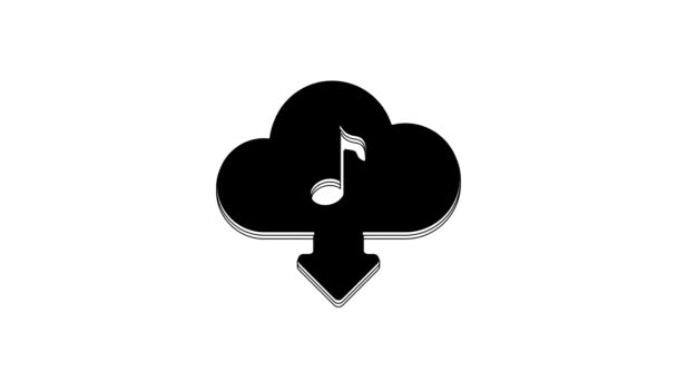 Black Cloud Scarica Icona Musicale Isolata Sfondo Bianco Servizio Streaming — Video Stock