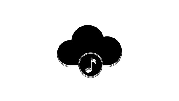 Black Music Streaming Service Ikon Isolerad Vit Bakgrund Ljudmoln Online — Stockvideo