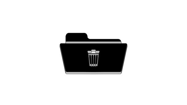 Black Delete Folder Icon Isolated White Background Folder Recycle Bin — Stock Video