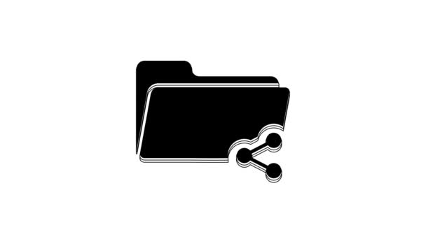 Black Share Folder Icon Isolated White Background Folder Sharing Folder — Video