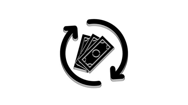 Black Refund Money Icon Isolated White Background Financial Services Cash — Stock videók