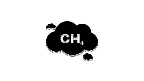 Black Methane Emissions Reduction Icon Isolated White Background Ch4 Molecule — Vídeo de Stock