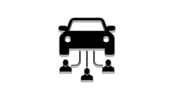 Black Car Sharing Group People Icon Isolated White Background Carsharing — Video Stock
