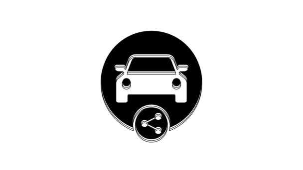 Black Car Sharing Icon Isolated White Background Carsharing Sign Transport — стоковое видео