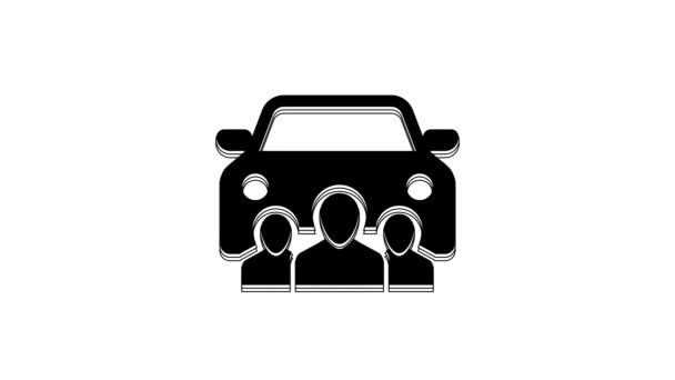 Black Car Sharing Group People Icon Isolated White Background Carsharing — стоковое видео