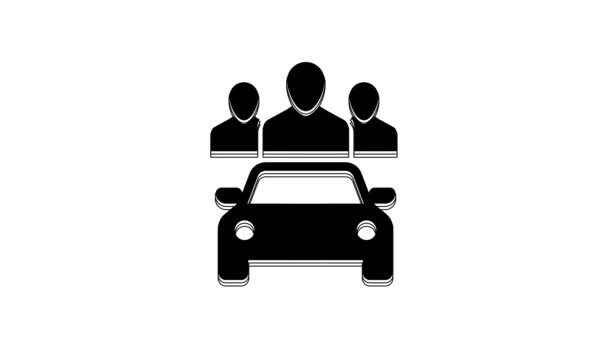 Black Car Sharing Group People Icon Isolated White Background Carsharing — Vídeos de Stock