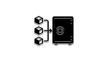 Black Proof of stake icon isolated on white background. Cryptocurrency economy and finance collection. 4K Video motion graphic animation.