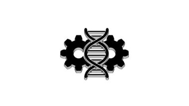 Black Gene editing icon isolated on white background. Genetic engineering. DNA researching, research. 4K Video motion graphic animation.
