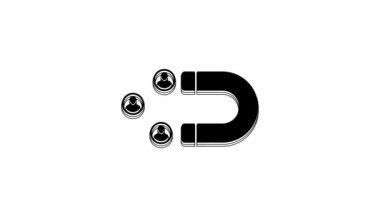 Black Customer attracting icon isolated on white background. Customer retention, support and service. Customer people attracting with magnet. 4K Video motion graphic animation.