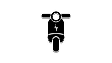 Black Electric scooter icon isolated on white background. 4K Video motion graphic animation.