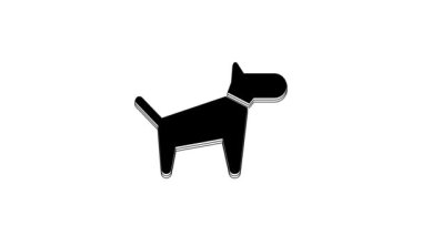 Siyah Köpek simgesi beyaz arkaplanda izole edildi. 4K Video hareketli grafik canlandırması.