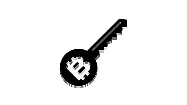 Zwarte Cryptogeld Sleutel Pictogram Geïsoleerd Witte Achtergrond Concept Van Cyber — Stockvideo
