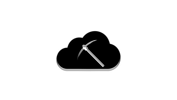 Zwarte Cryptogeld Wolk Mijnbouw Pictogram Geïsoleerd Witte Achtergrond Cloud Met — Stockvideo