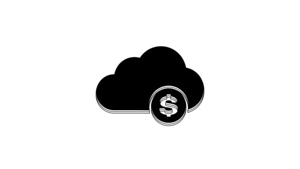 Negro Cryptocurrency Nube Minería Icono Aislado Sobre Fondo Blanco Tecnología — Vídeos de Stock