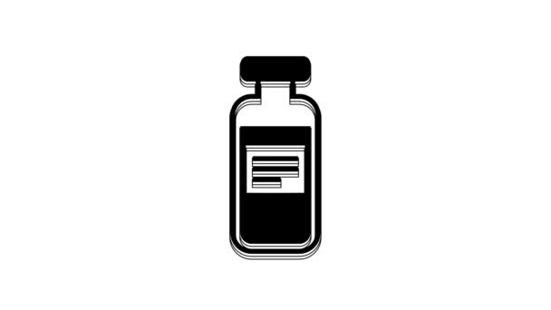 Black Medical Vial Ampoule Bottle Icon Isolated White Background Vaccination — Stockvideo
