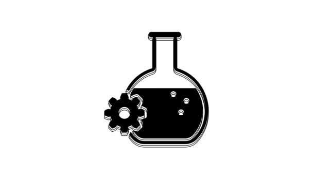 Ікона Чорної Біоінженерії Ізольована Білому Тлі Елемент Генетики Ікона Біоінженерії — стокове відео