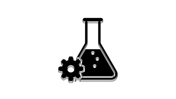 Ікона Чорної Біоінженерії Ізольована Білому Тлі Елемент Генетики Ікона Біоінженерії — стокове відео