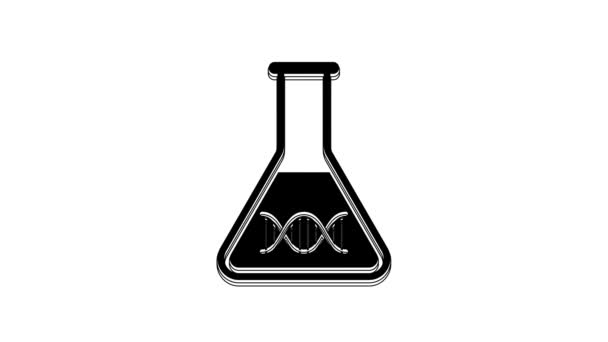 Black Dna Research Search Icon Isolated White Background Genetic Engineering — Video Stock