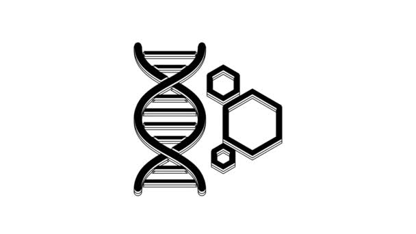 Black Genetic Engineering Icon Isolated White Background Dna Analysis Genetics — Stock videók
