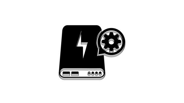 Black Power Bank Gear Icon Isolated White Background Adjusting App — Video