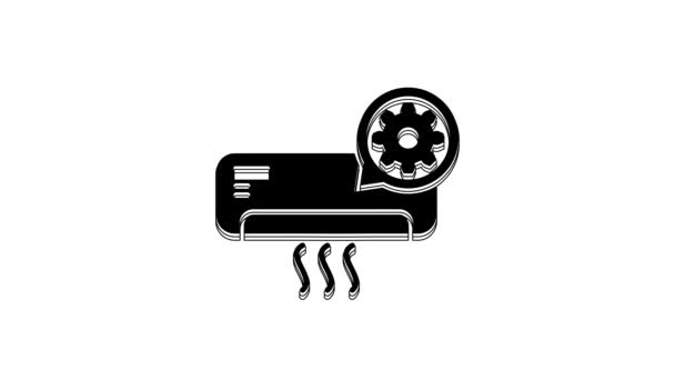Black Air Conditioner Gear Icon Isolated White Background Adjusting App — Stock video