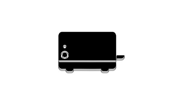 Black Toaster Icon Isolated White Background Video Motion Graphic Animation — Stockvideo