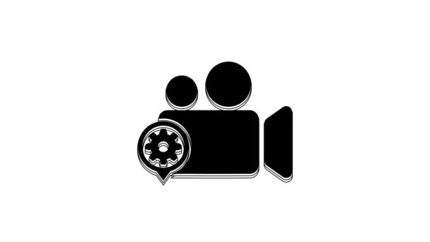 Black Movie Video Camera Gear Icon Isolated White Background Adjusting — 图库视频影像