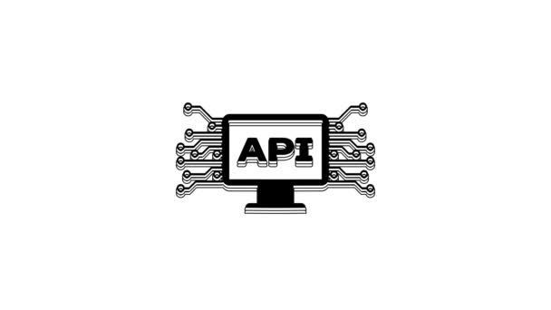 Μαύρο Εικονίδιο Διεπαφής Υπολογιστή Api Απομονώνεται Λευκό Φόντο Τεχνολογία Api — Αρχείο Βίντεο