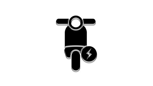 Black Electric Scooter Icon Isolated White Background Video Motion Graphic — Stockvideo