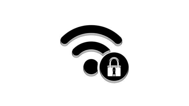 Black Wifi Locked Sign Icon Isolated White Background Password Symbol — Stock videók